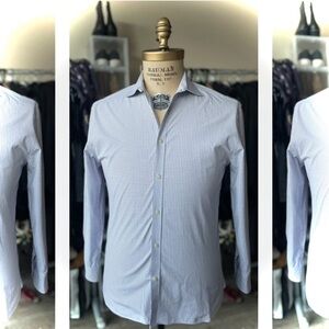 JOHN VARVATOS | 15 1/2 | 32 / 33 | Slim Fit Blue Purple Cotton Men’s Dress Shirt